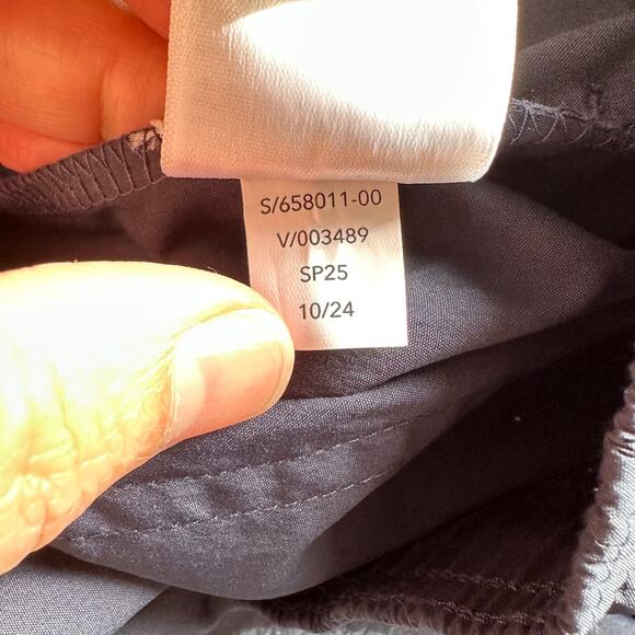 Athleta Midday Mid Rise Crop Poplin Pant Wide Leg Navy Blue Large - Picture 6 of 11